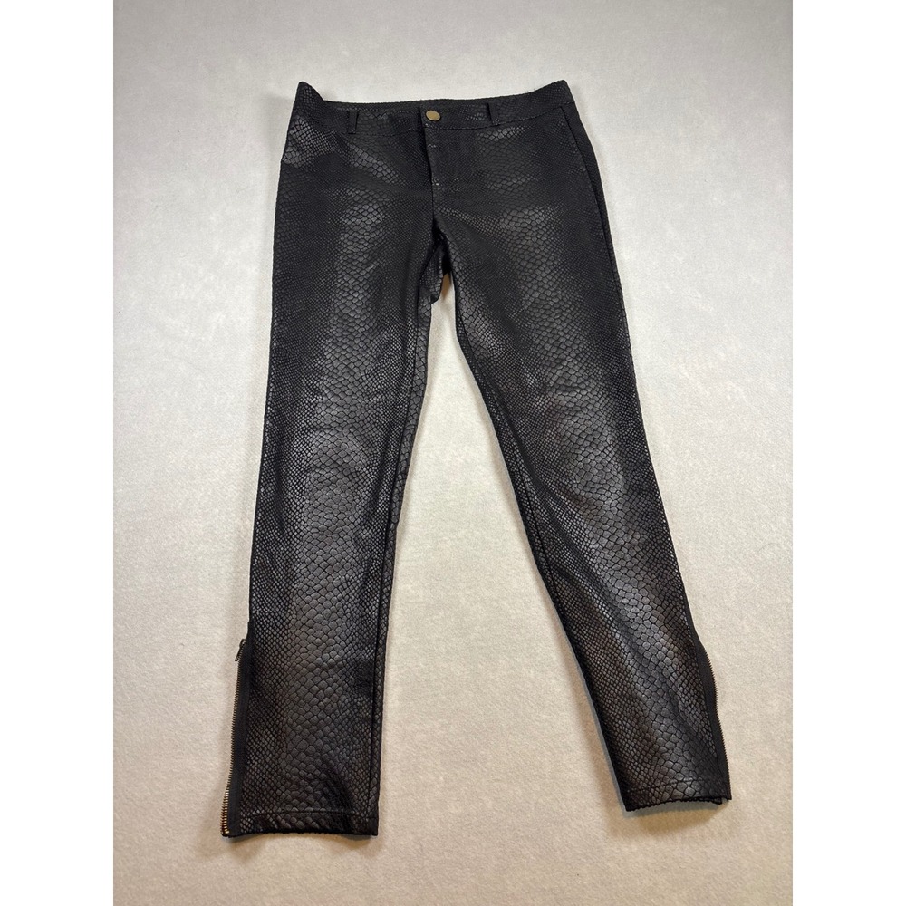 Olivaceous Black Snakeskin Faux Leather Ankle Zip Skinny Pants Medium